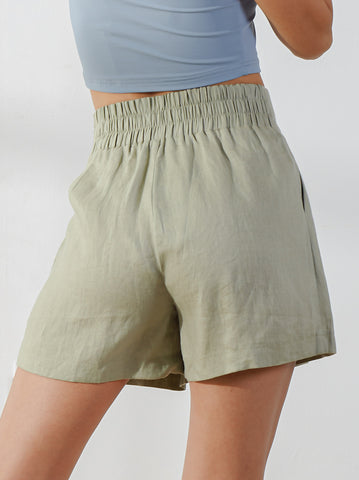Pleated Linen Shorts
