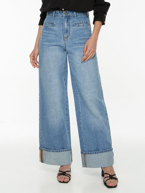 High Rise Cuffed Jeans