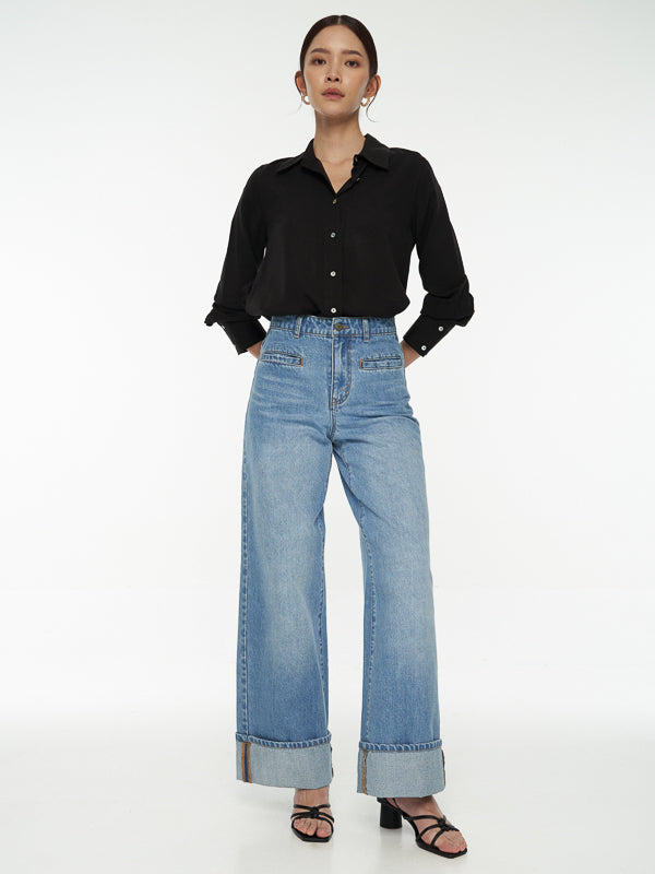 High Rise Cuffed Jeans