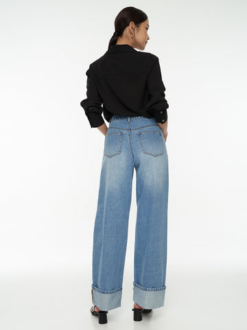 High Rise Cuffed Jeans