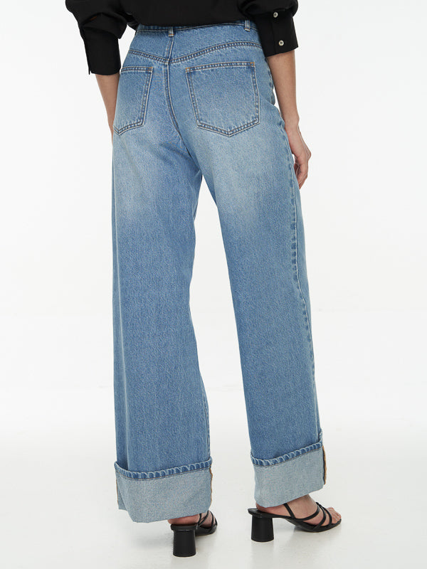 High Rise Cuffed Jeans