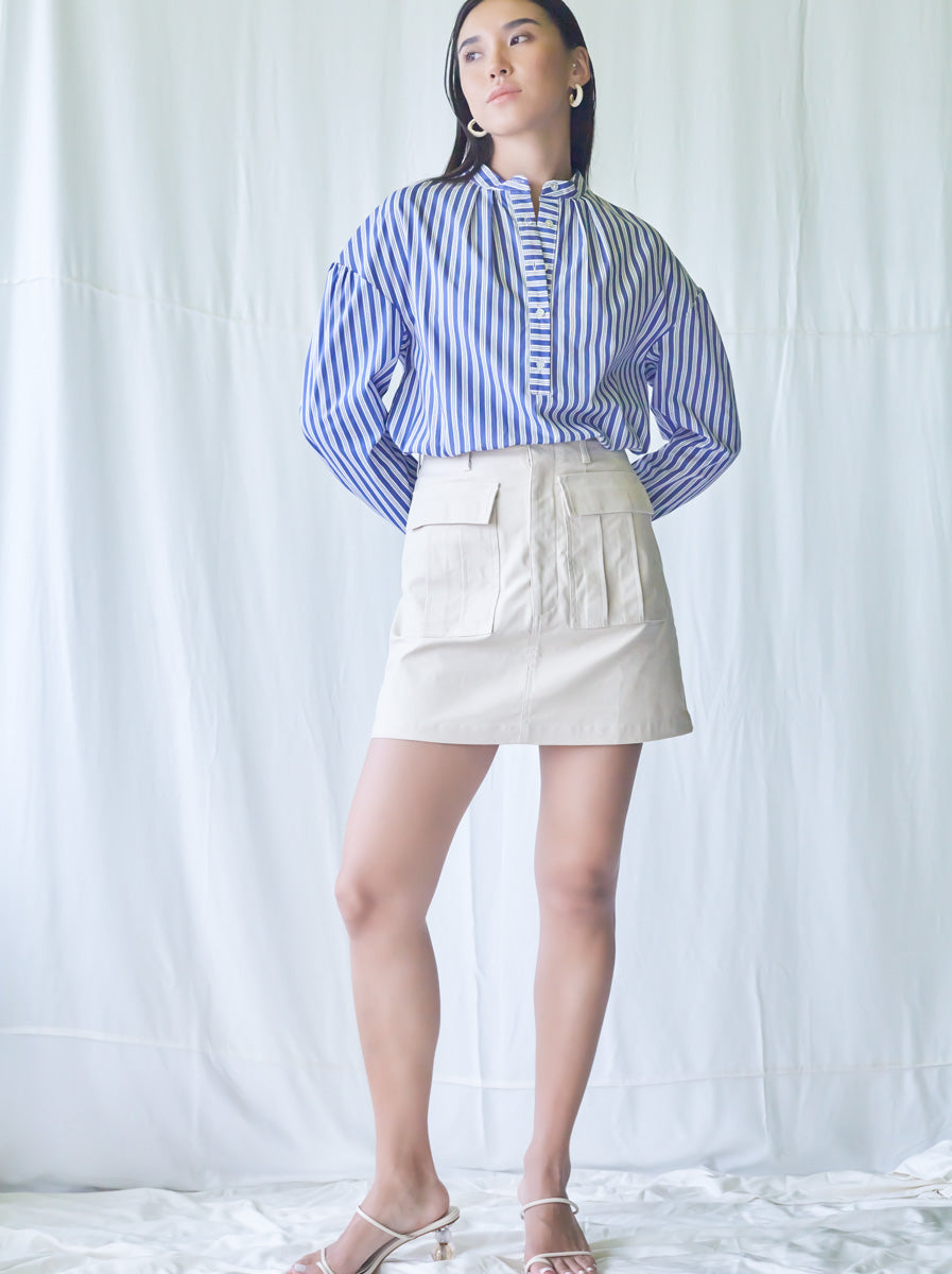 Short A-line Cotton Twill Skirt