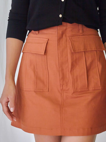Short A-line Cotton Twill Skirt