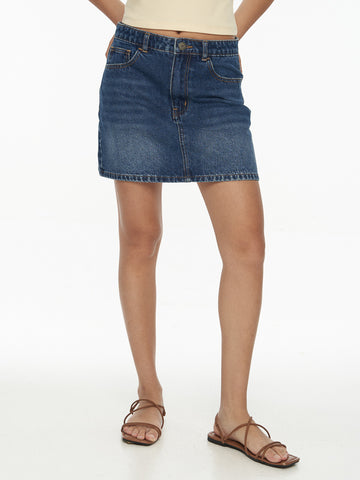 High Rise Denim Mini Skirt