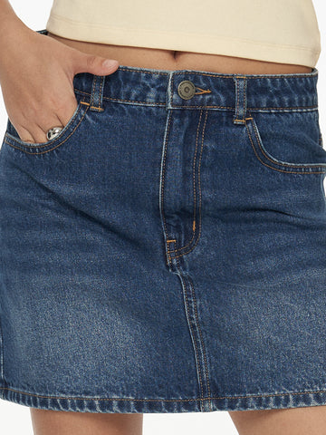 High Rise Denim Mini Skirt