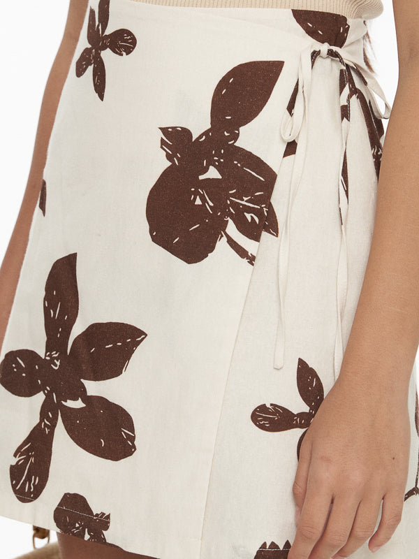 Flora Print Wrap Mini Skirt