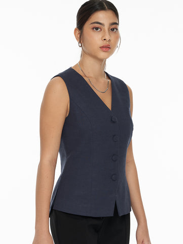 V-Neck Button Down Vest