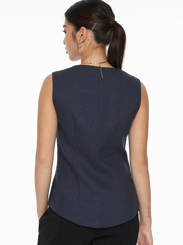 V-Neck Button Down Vest