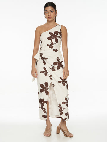 One Shoulder Linen Dress