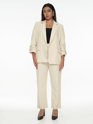 Chriselle Ruched Blazer-Beige