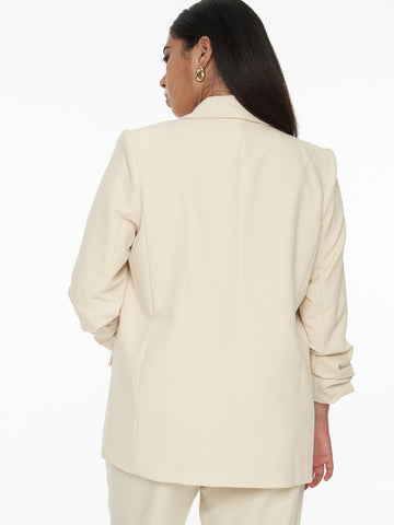Chriselle Ruched Blazer-Beige