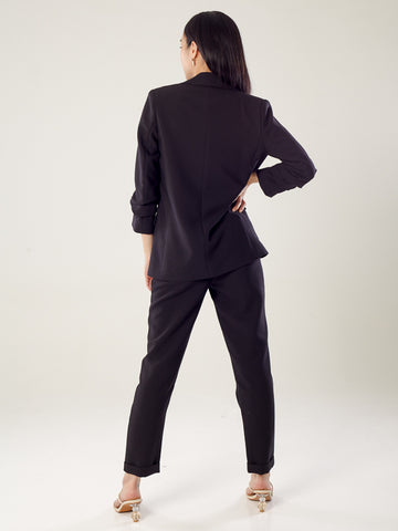 Chriselle Ruched Blazer-Black