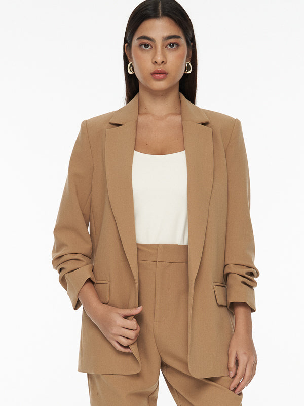 Chriselle Ruched Blazer-Camel