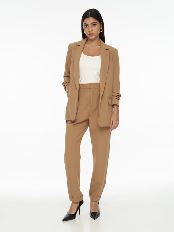 Chriselle Ruched Blazer-Camel