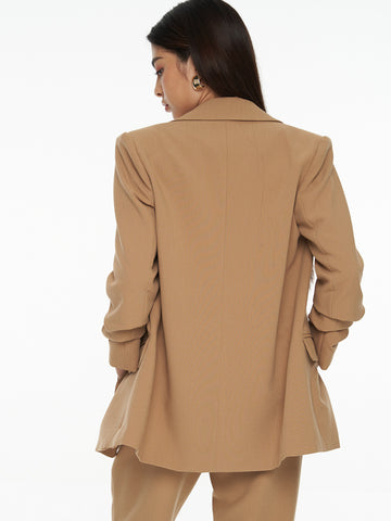 Chriselle Ruched Blazer-Camel