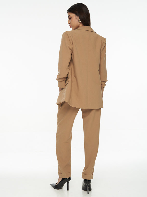Chriselle Ruched Blazer-Camel