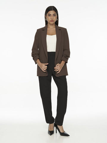 Chriselle Ruched Blazer-Chocolate