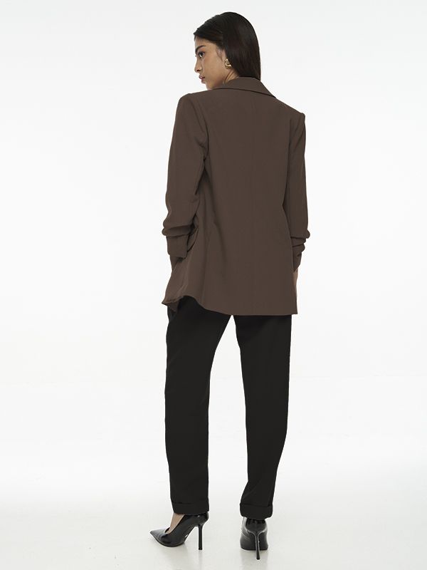 Chriselle Ruched Blazer-Chocolate