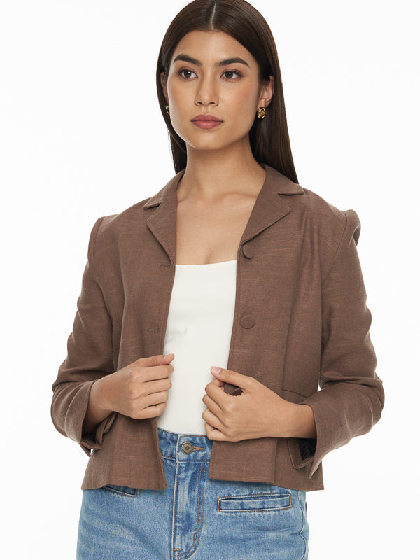 Linen Cropped Blazer