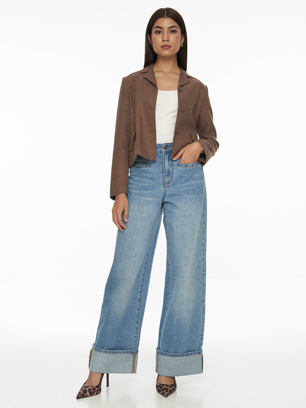 Linen Cropped Blazer