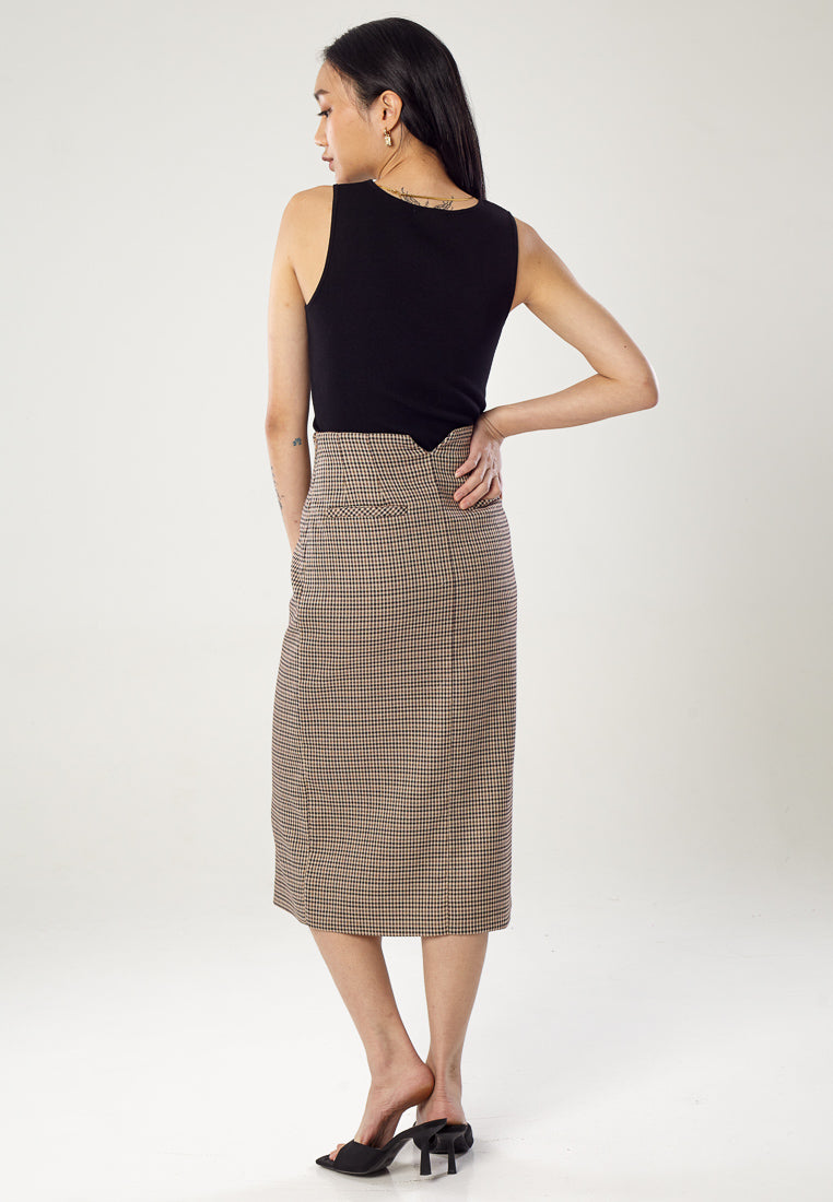 Checkered Pencil Skirt