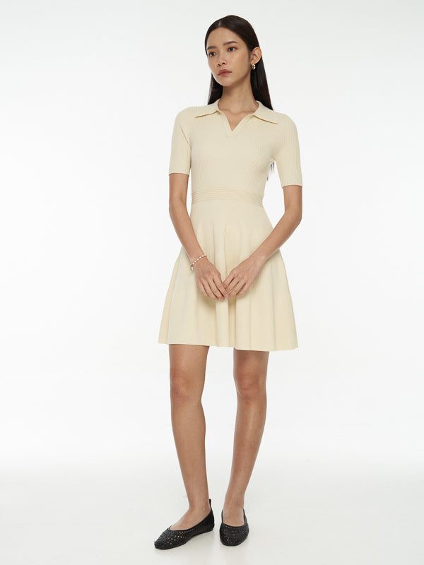 Rib-Knit Polo Dress