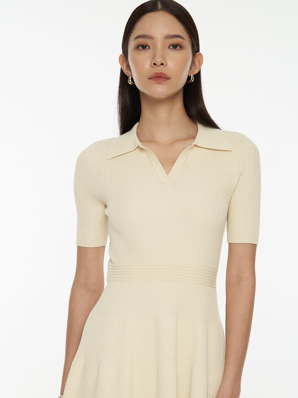 Rib-Knit Polo Dress