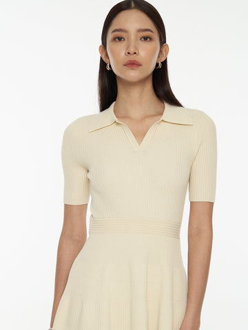 Rib-Knit Polo Dress