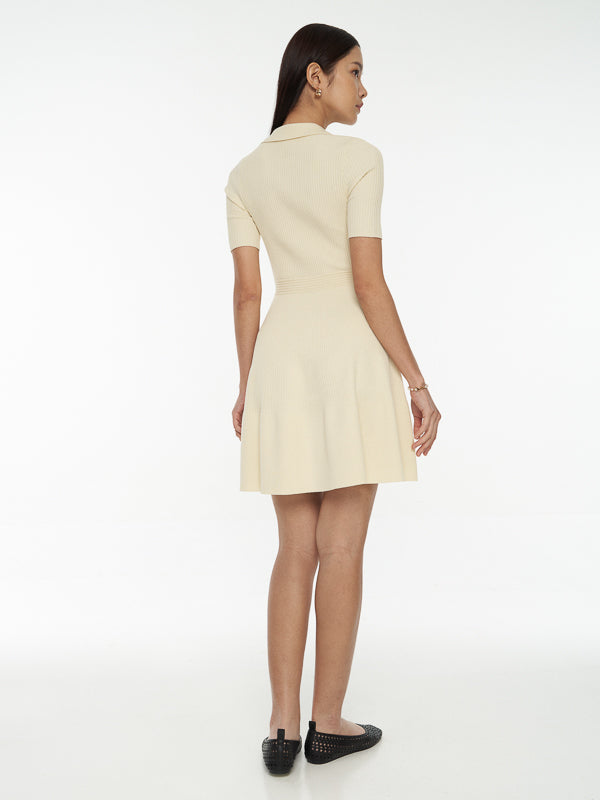 Rib-Knit Polo Dress