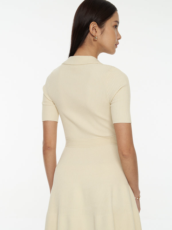 Rib-Knit Polo Dress