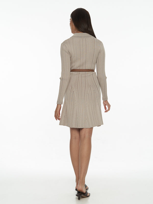 2-Toned Ribbed-Knit Dress