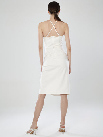 Halter Neckline Pleated Bodycon Dress