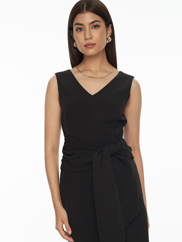Front-Tie Crepe Dress