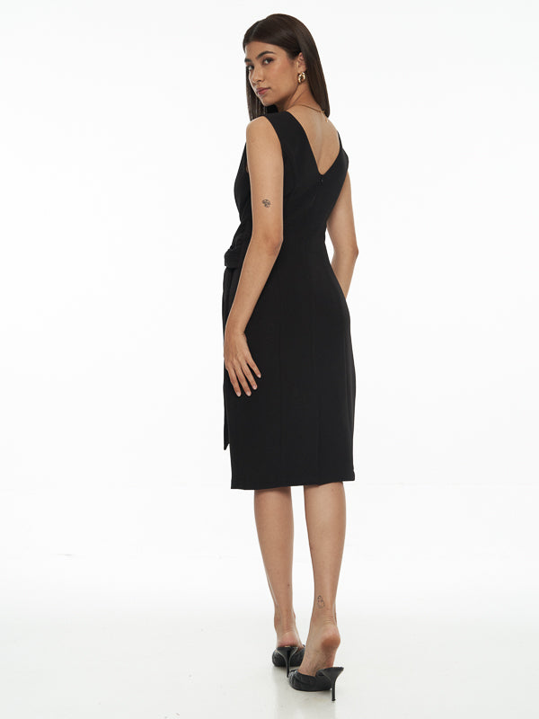 Front-Tie Crepe Dress