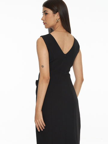Front-Tie Crepe Dress
