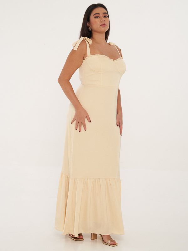 Clover Ruched Hem Dress - BUTTER YELLOW