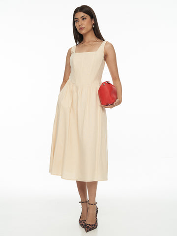 Corset Linen Midi Dress