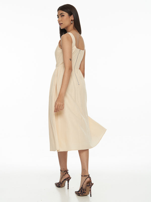 Corset Linen Midi Dress