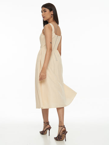 Corset Linen Midi Dress