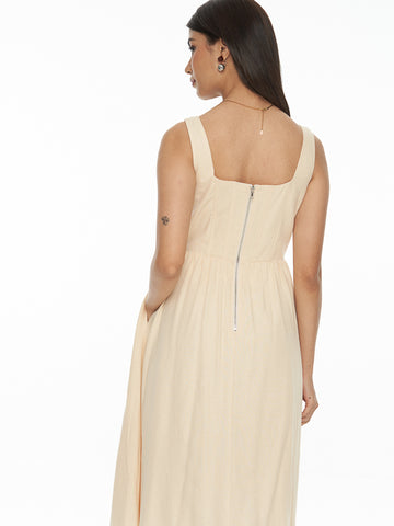 Corset Linen Midi Dress