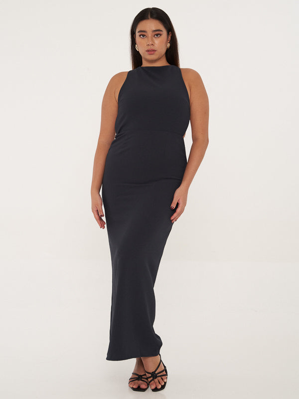 Aster Backless Halter Dress - MIDNIGHT