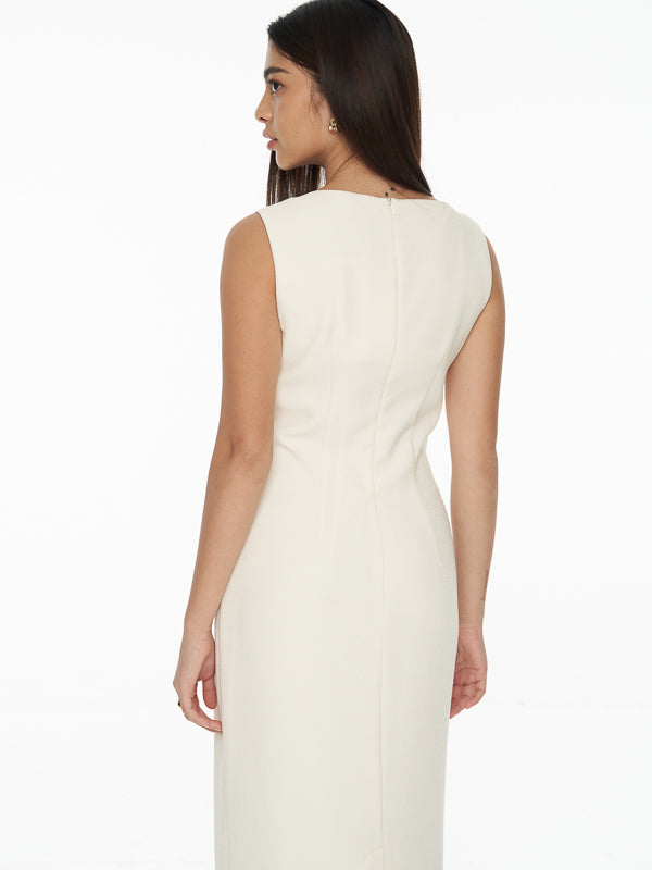 Asymmetric Crepe Maxi Dress