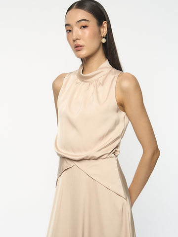 Halter Wrap-Back Dress