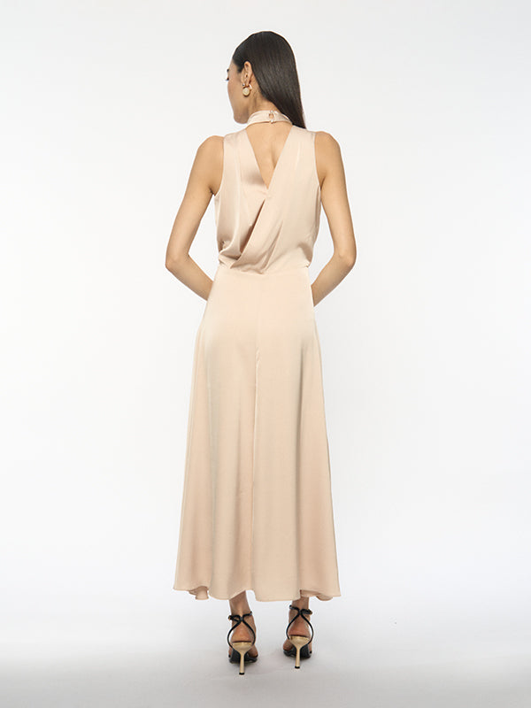 Halter Wrap-Back Dress