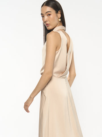 Halter Wrap-Back Dress