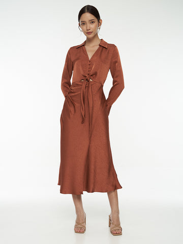 Front Tie Satin Dress