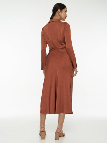 Front Tie Satin Dress