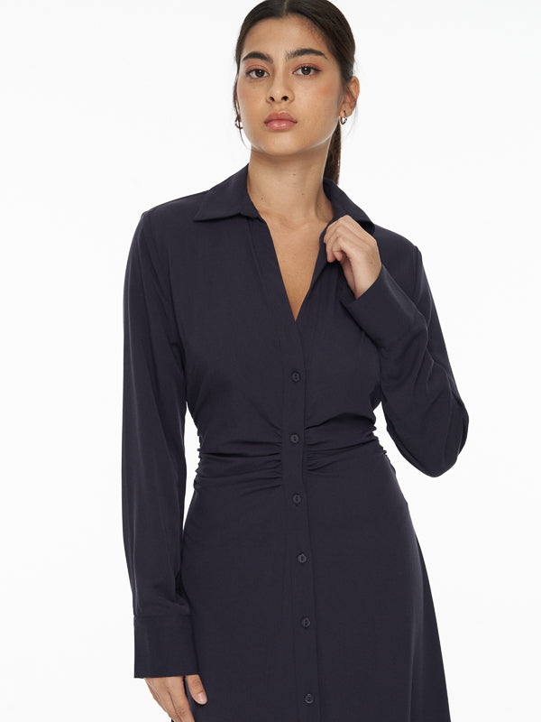 Draped Shirt Dress