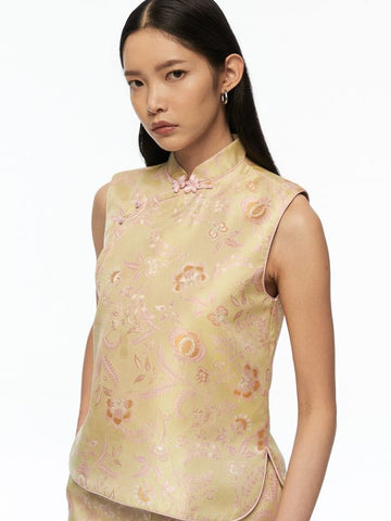 Mandarin Collared Sleeveless Top