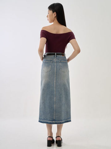 Off Shoulder Fitted Ribbed Knit Top